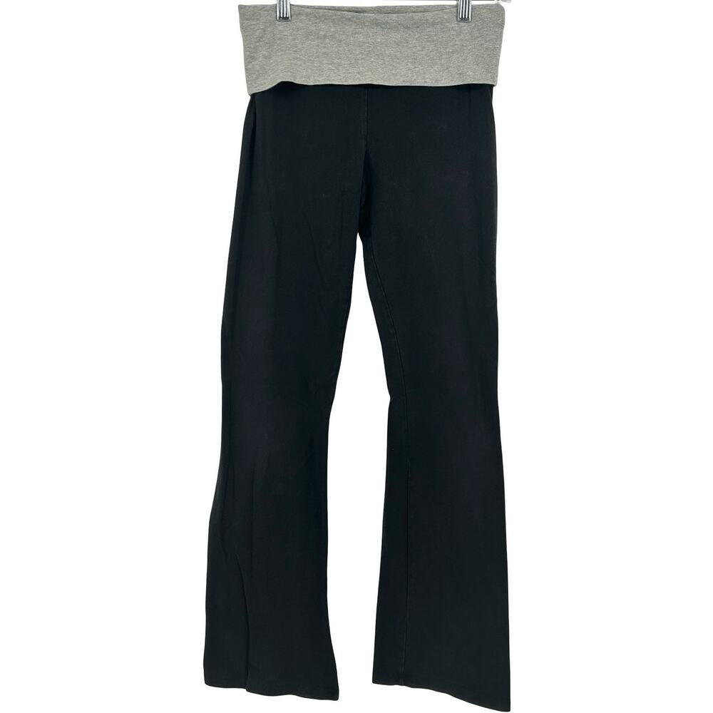 VTG y2k Women's Grey Black Low Rise Victoria's Secret LOVE Fold Over Leggings~S - Picture 2 of 7